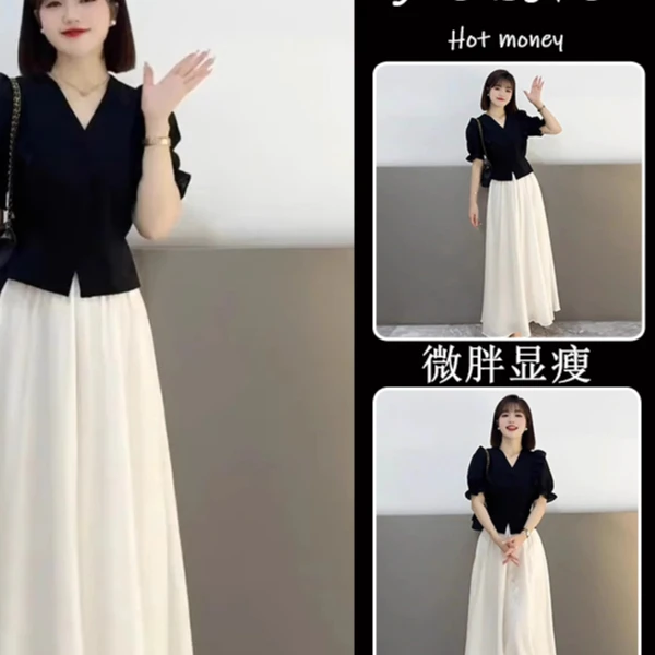 2025年超火夏装盐系轻熟穿搭配一整套法式桔梗连衣裙子时尚两件套