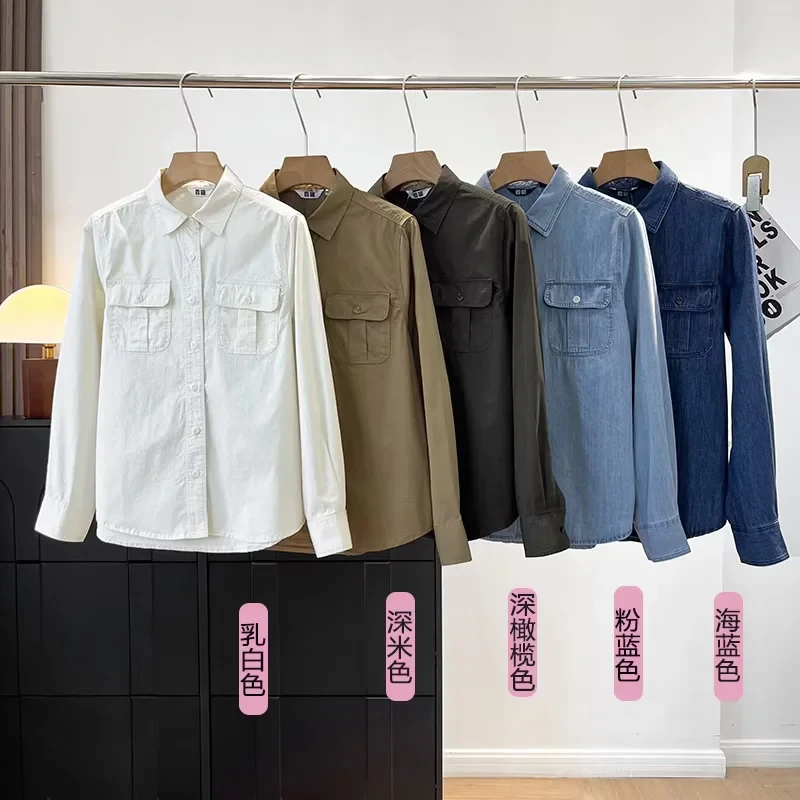 秋季新品女装全棉牛仔工装衬衫/长袖水洗产品空调衫外套通勤休闲