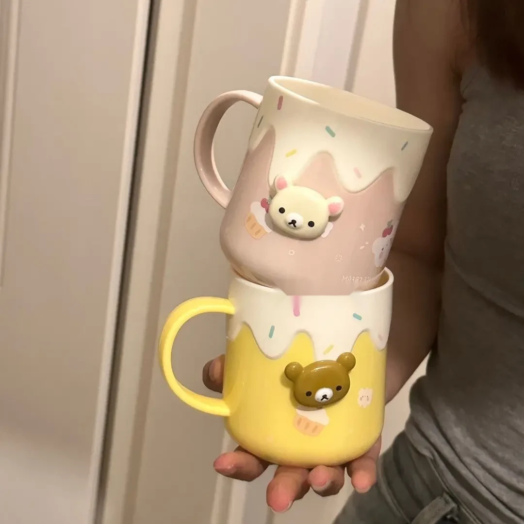 可爱轻松熊洗漱杯情侣漱口杯家用高颜值刷牙杯漱口学生宿舍杯子