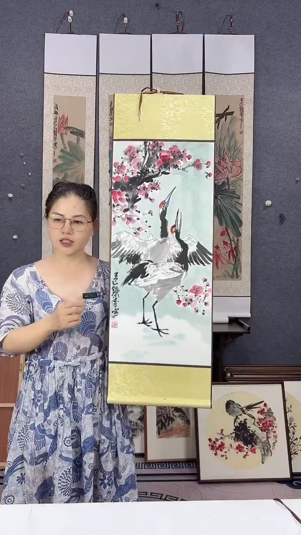 国画92*32吴铁成手绘卷轴