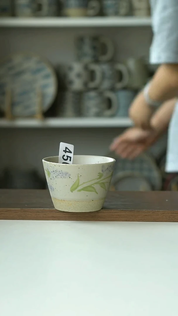 450微瑕粗陶薰衣草220ml猪口杯@4-2@