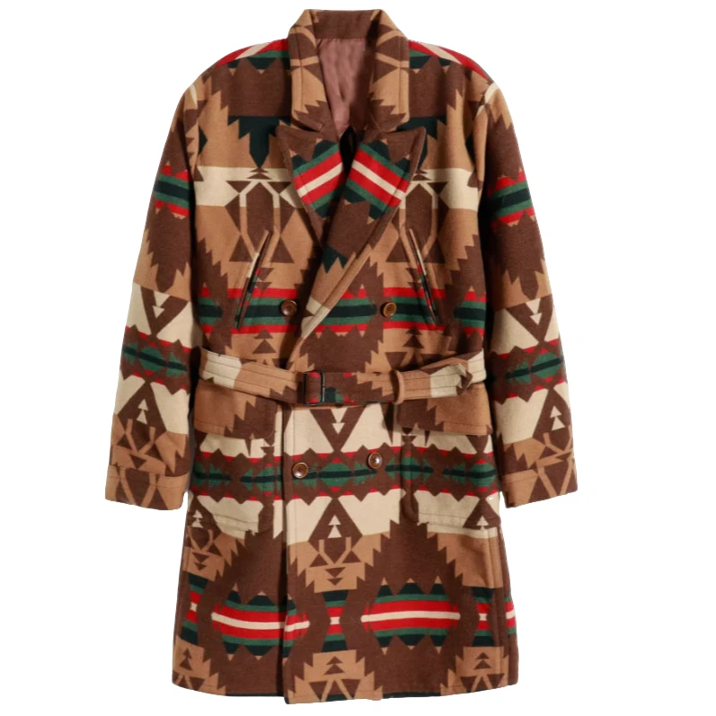 双R Wool Jacquard Southwestern Coat限量西南提花羊毛呢大衣Y