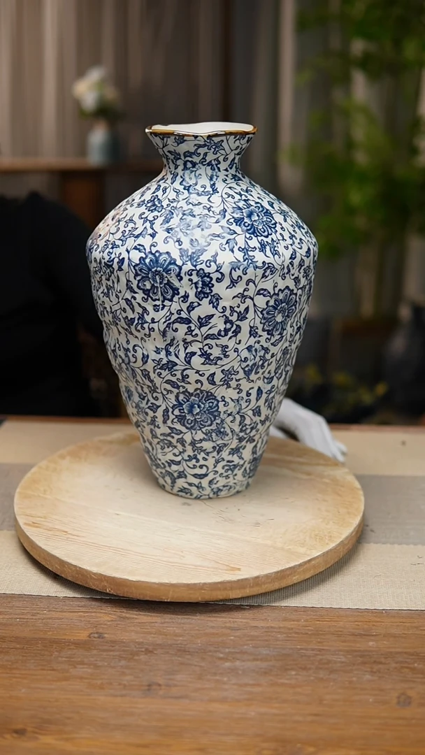 【闪购商品】花器青花瓷缠枝莲高脚