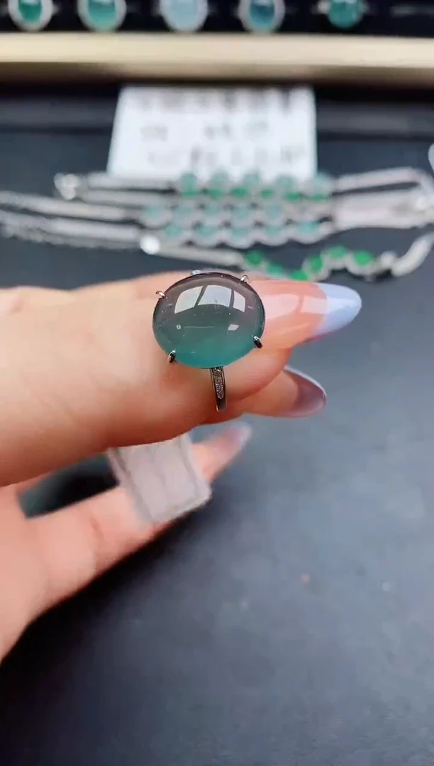 翡翠戒指银S925镶嵌1