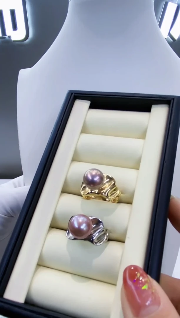 银S925镶嵌戒指淡水珍珠Y淡水戒指多样性发一