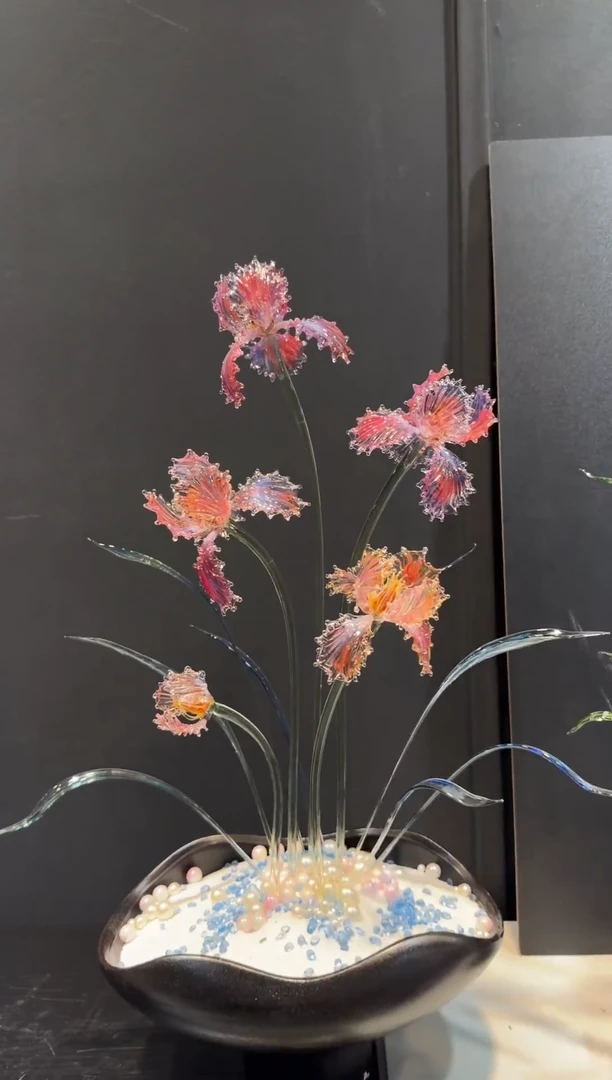 手工艺品琉璃金红鸢尾023