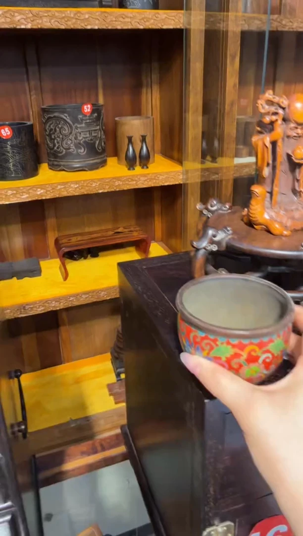 木木头款景泰蓝红色小缸168.888