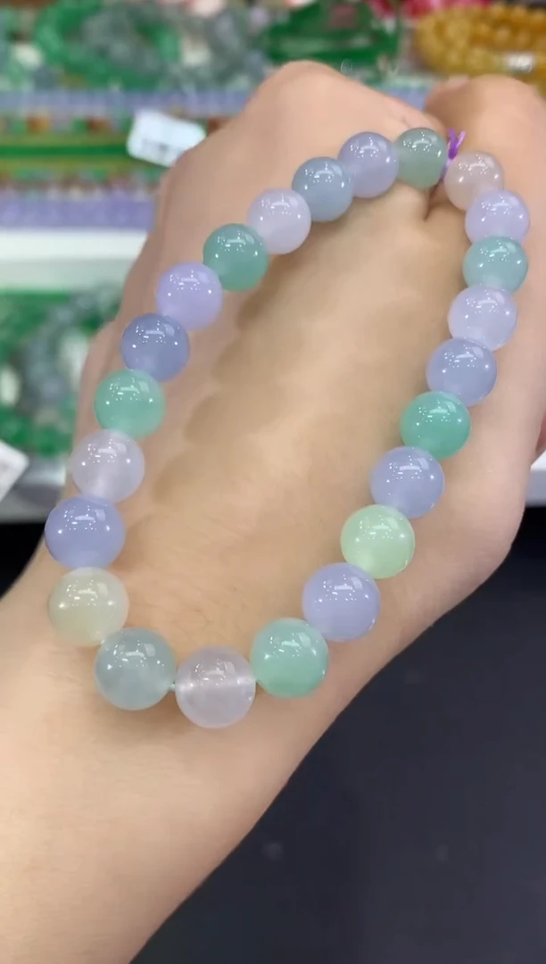 未镶嵌手串翡翠C177 紫货有色差