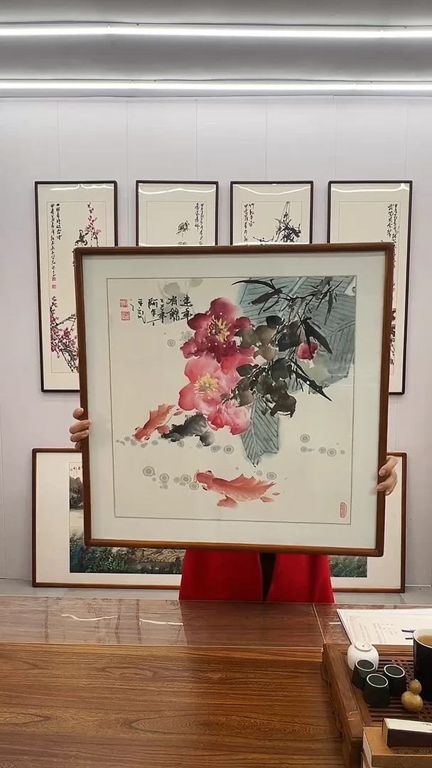 国画 阿里丁  60*60 连年有余