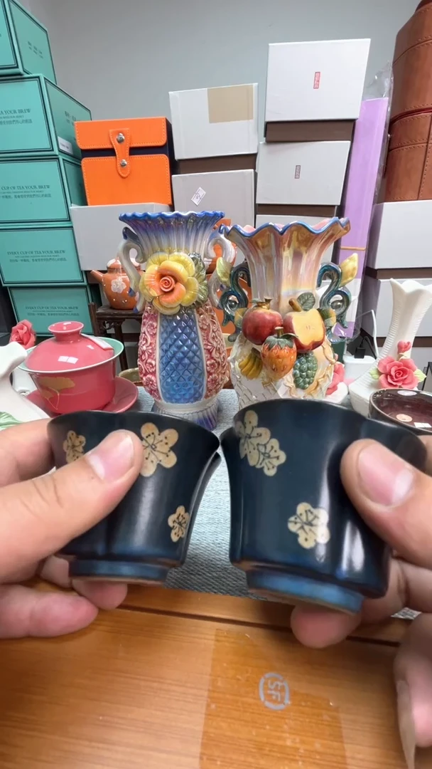 蓝韵花瓣主人杯一对2个153