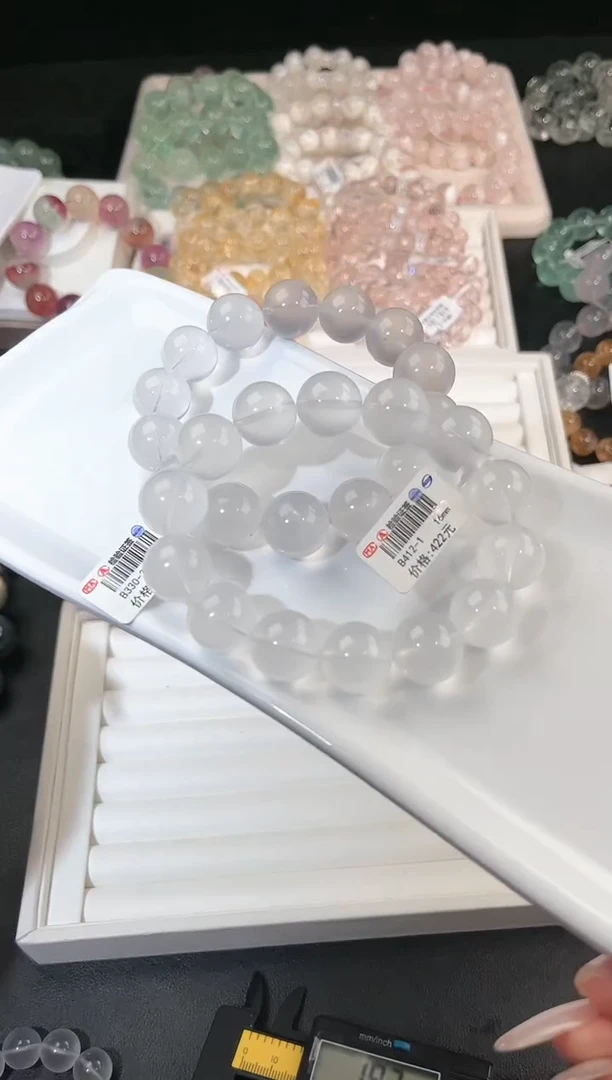 水晶手链未镶嵌多样性发一Q9奶白16mm
