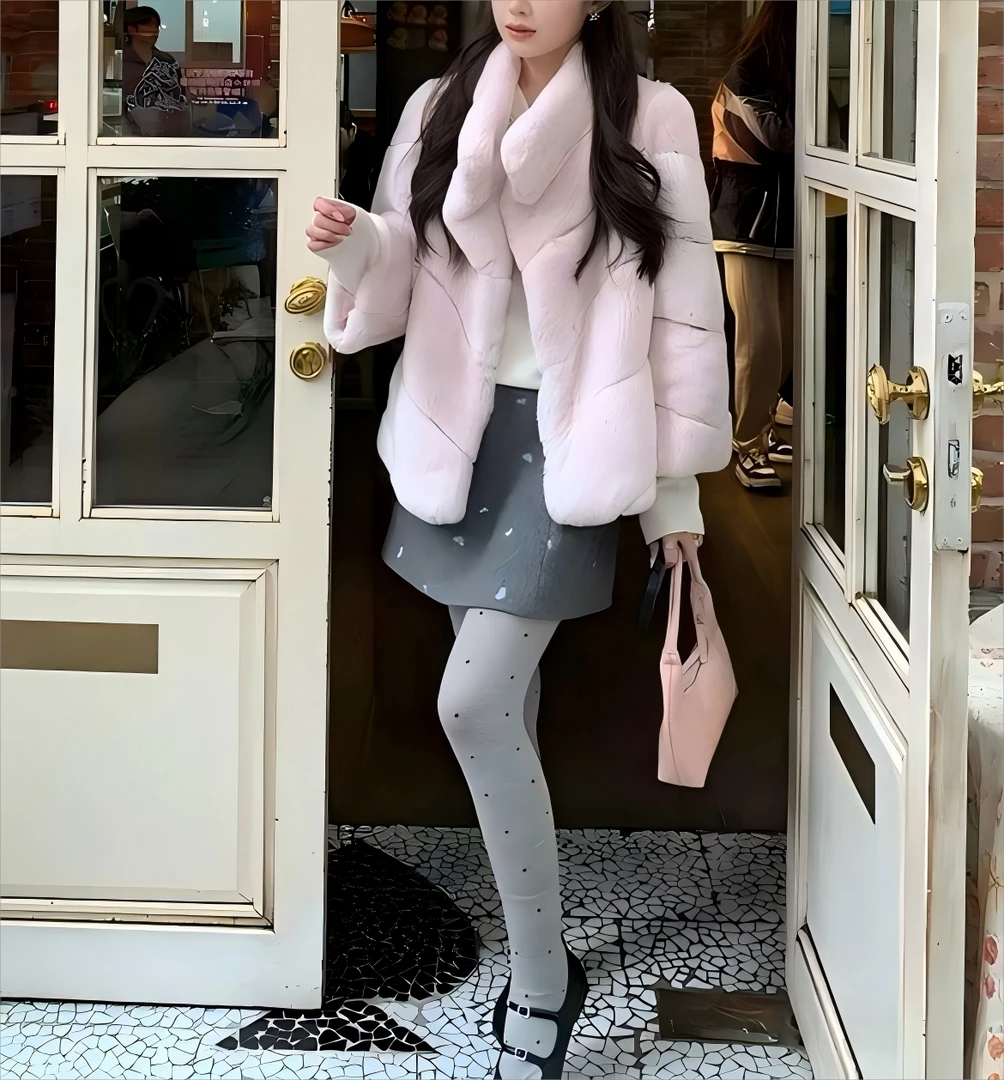 奥派妮时尚兔毛皮草外套OPN5858