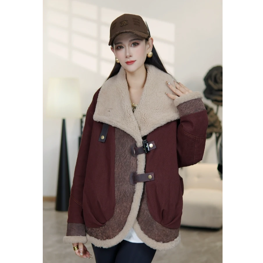 新年新款安可拉红鹅绒皮毛一体宽松设计师显瘦厚气质加厚羽绒服