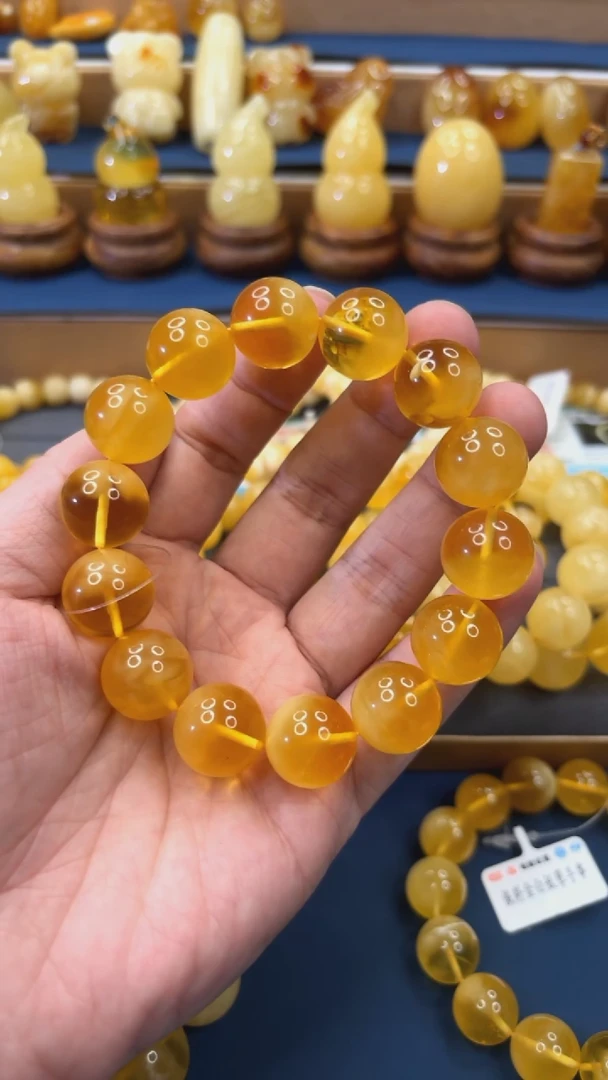 手串蜜蜡未镶嵌p65俄料半珀蜜单圈 16mm 33.5克