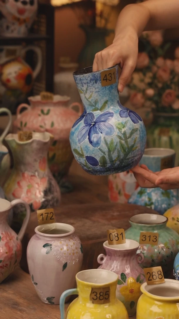 陶瓷431景德镇设计师手作花器摆件侘寂风