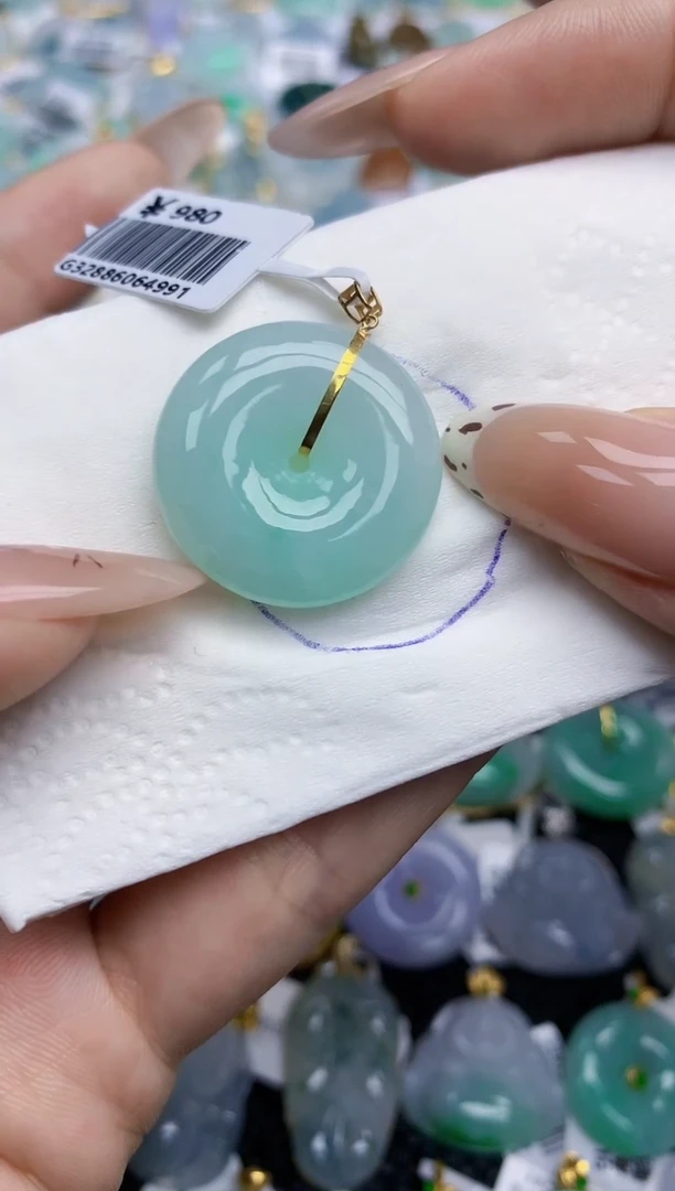 翡翠18K金镶嵌颈饰354    天然翡翠A货