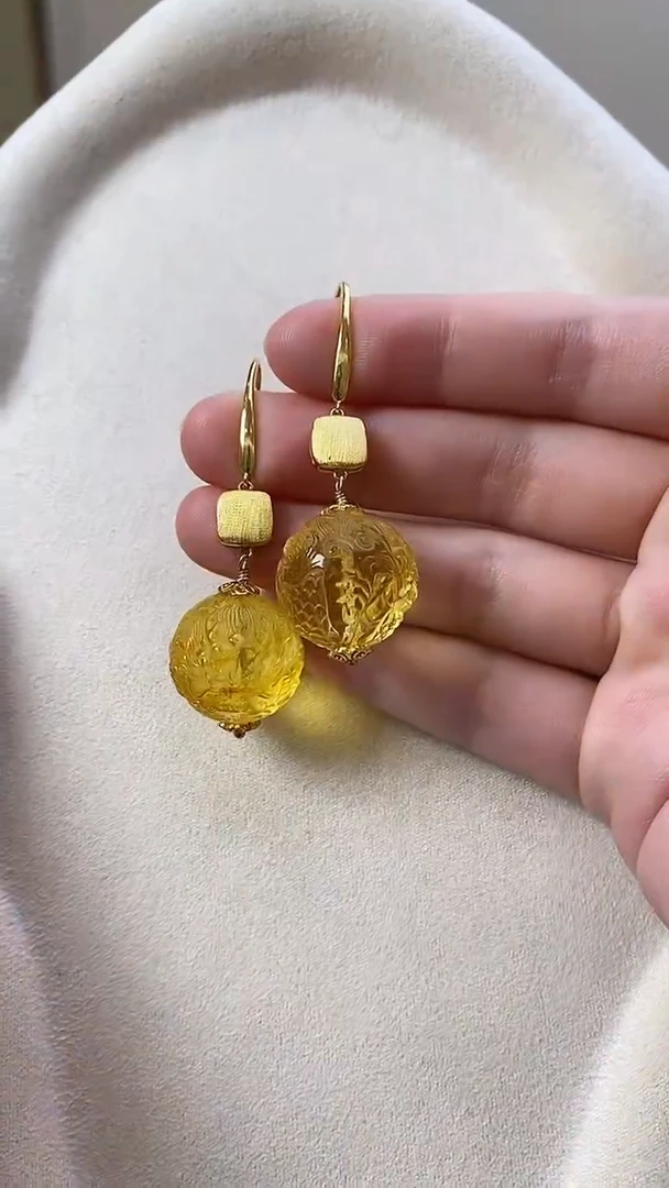 琥珀未镶嵌耳饰耳环