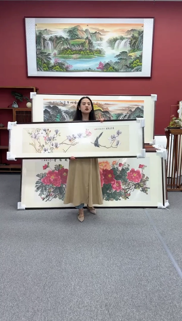 国画手绘  玉兰  172*48
