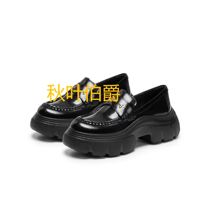 秋叶伯爵2025秋新款英伦风乐福鞋厚底一脚蹬小皮鞋女ESF