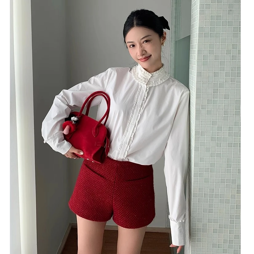 左边女装 收腰外套荷叶边衬衫+蓬蓬蛋糕裙