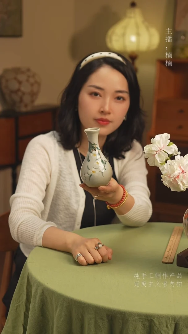 摆件不带花景德镇手工手绘陶瓷花瓶赏瓶