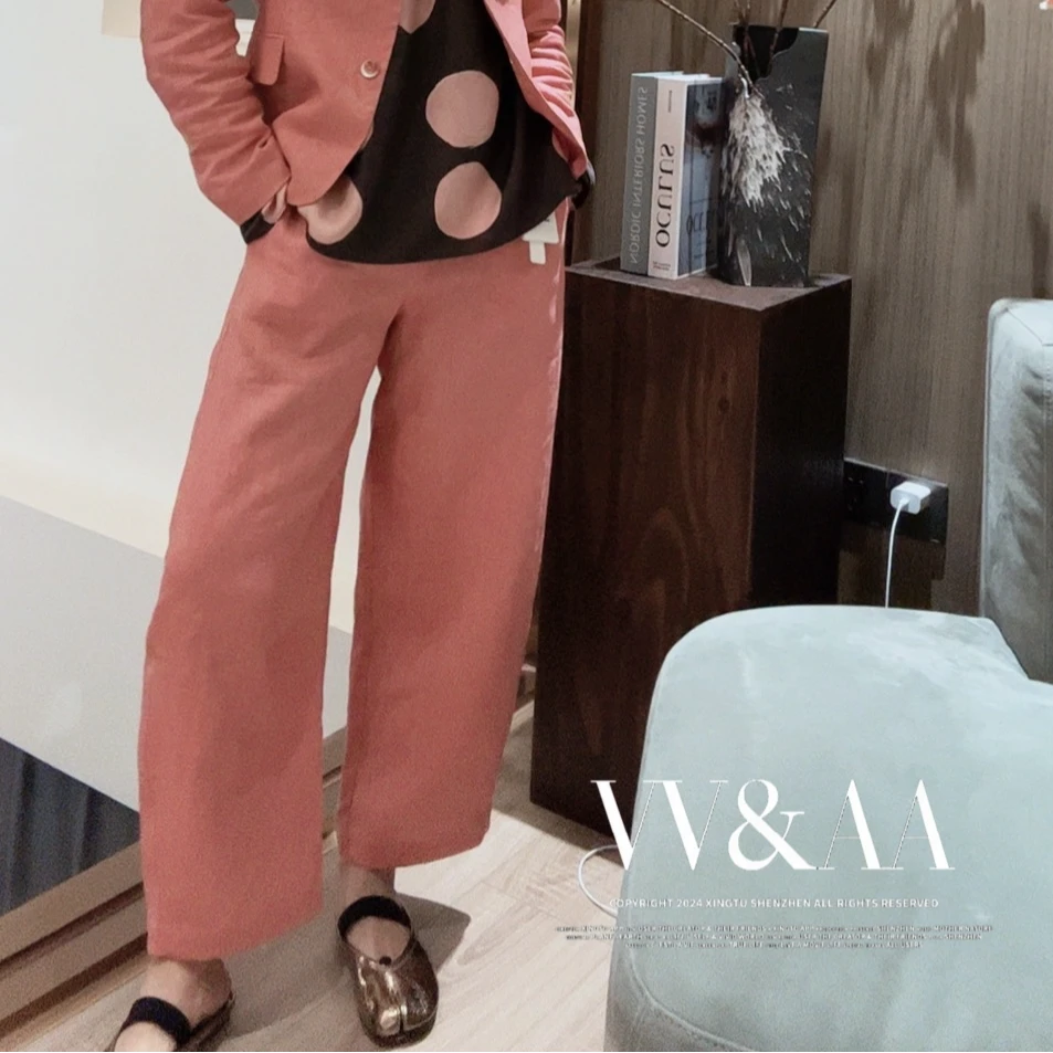 VV&AA 夏季新款透气高腰显瘦宽松百搭休闲裤（橡筋腰） D6840