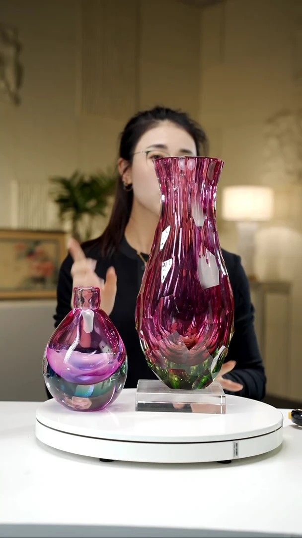 琉璃金红绿美人瓶+金红香薰瓶+14*14底座