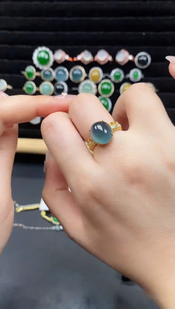 银S925镶嵌戒指翡翠111