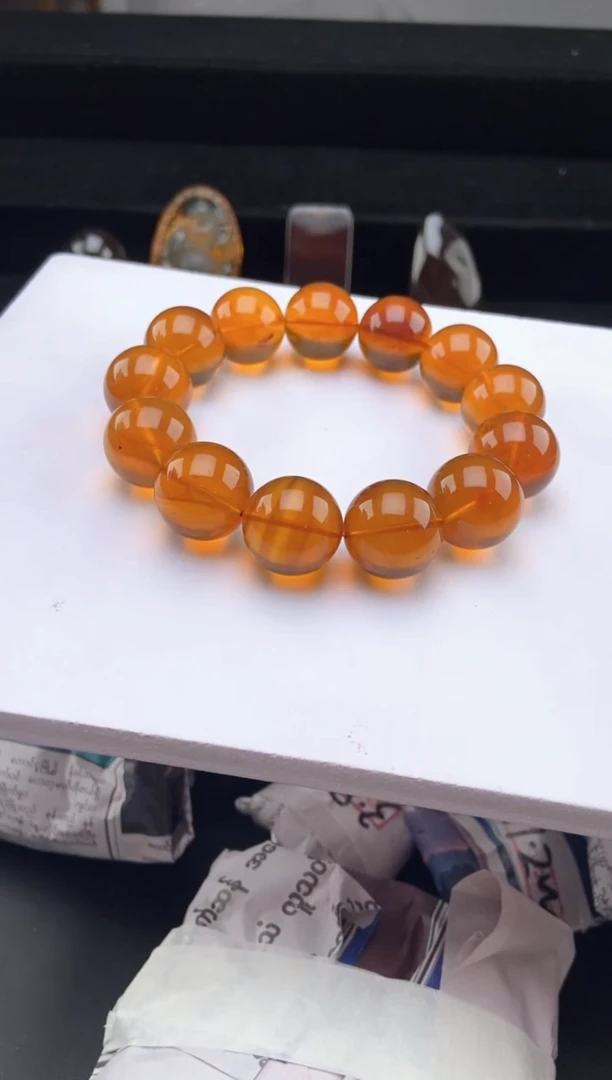 手链琥珀未镶嵌金棕红手串