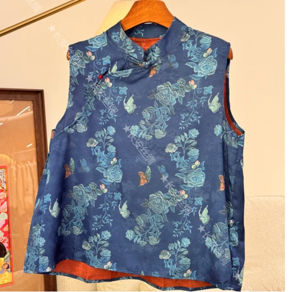 【长安】国风复古高级感花萝盘扣马甲女FY5051602