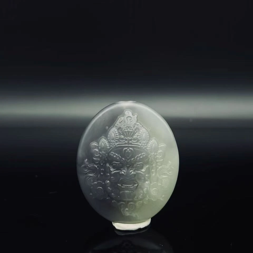 和田玉烟紫黄财神吊坠2761