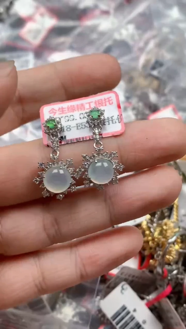银S925镶嵌戒指翡翠天然A货缅甸翡翠