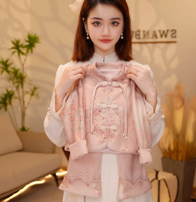 【Y.g5768】新款女童国风套装2025秋季复古女宝重工长裤套装中式