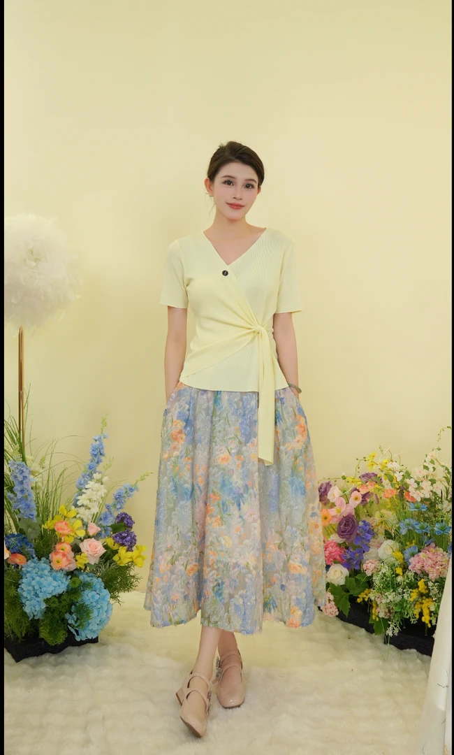 小香风韩版法式时尚套装显瘦女装碎花气质印花半身裙夏季