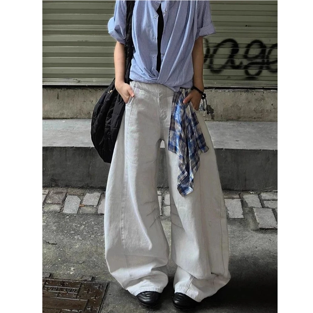 【带方巾】美式复古可拆卸方巾屁帘vibo弯刀牛仔裤cleanfit阔腿裤