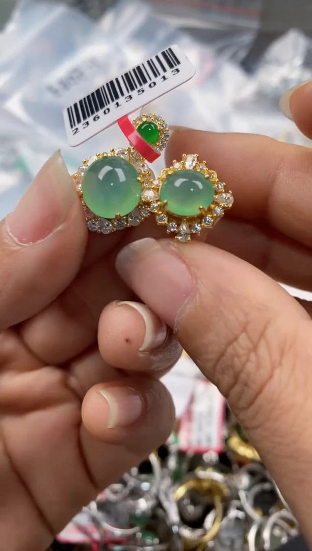 银S925镶嵌戒指翡翠77--1