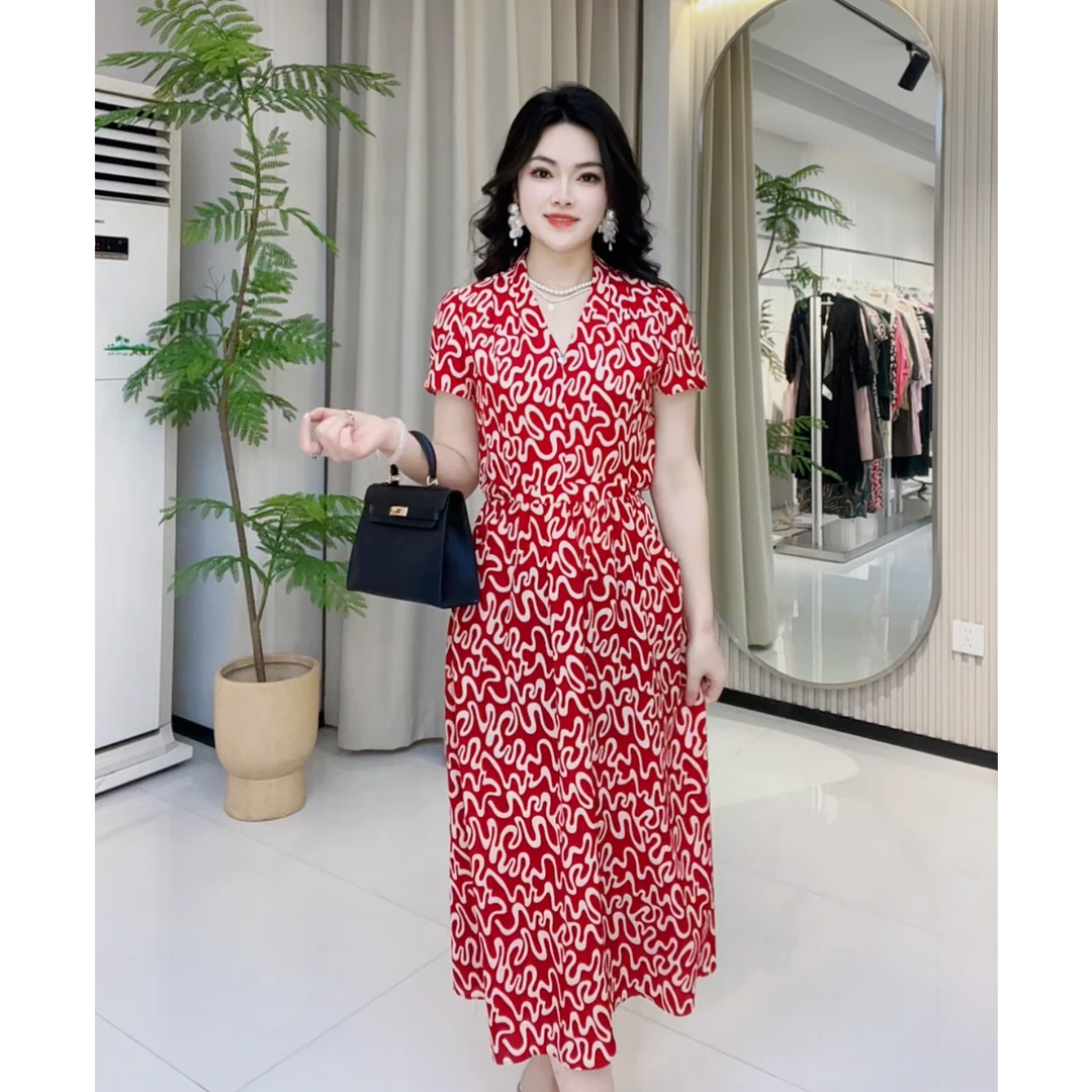 174夏季法式A字裙休闲时尚裙子女装大码宽松洋气夏装碎花