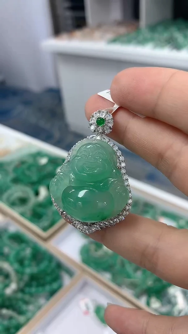 颈饰银S925镶嵌石英质玉精美佛公