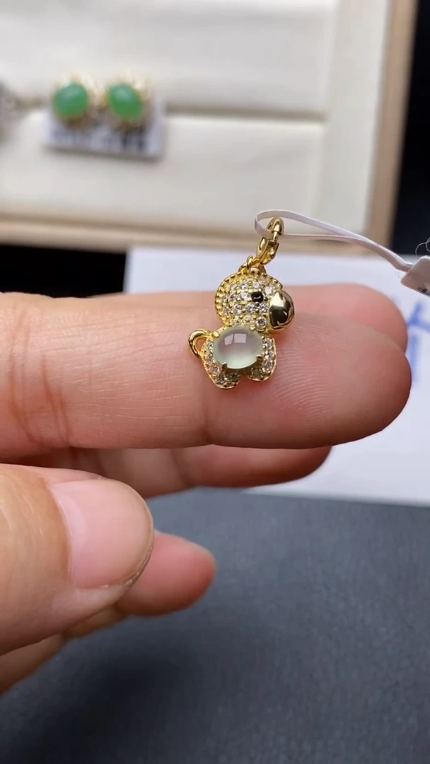 银S925镶嵌戒指翡翠1