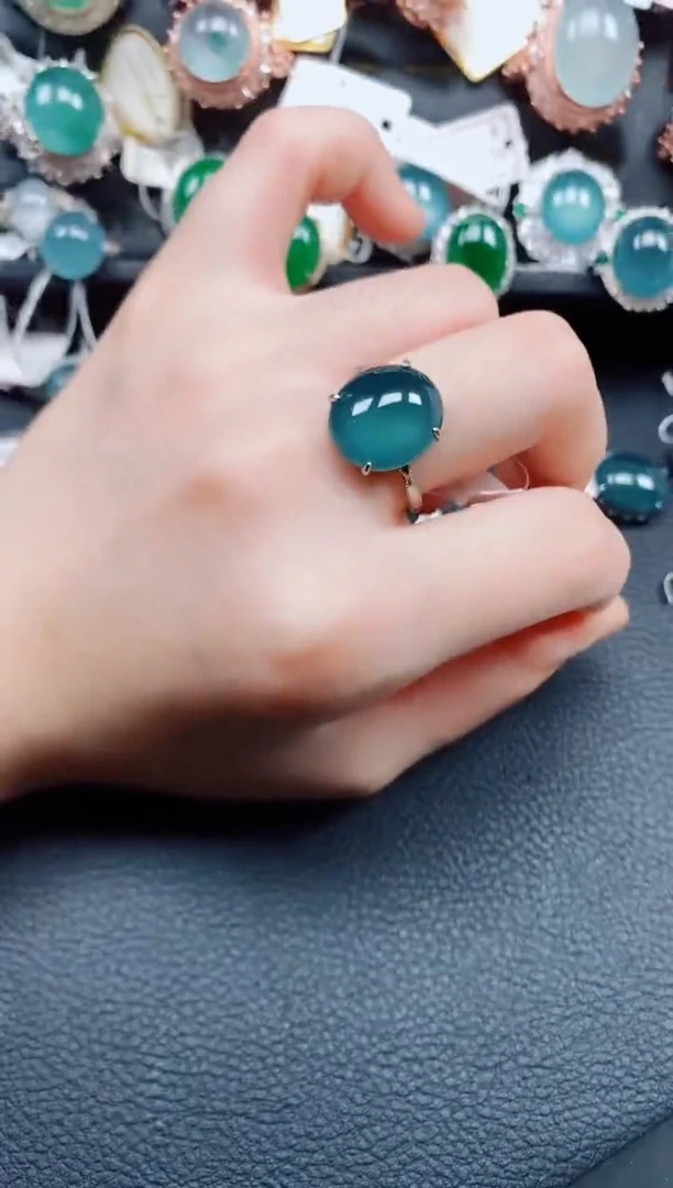 银S925镶嵌戒指翡翠翡翠