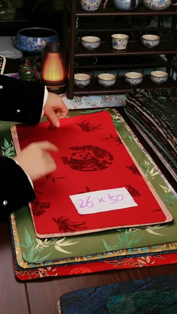 【胸有成竹红单面】中国风干泡织锦茶席26*50