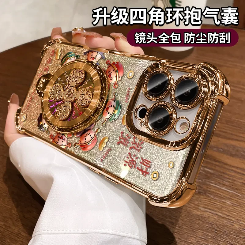 新年风生水起支架适用苹果17promax手机壳16创意财源滚滚15防摔14