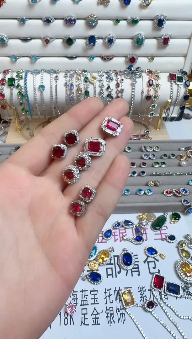 未镶嵌耳饰红宝石红宝石耳饰四件套