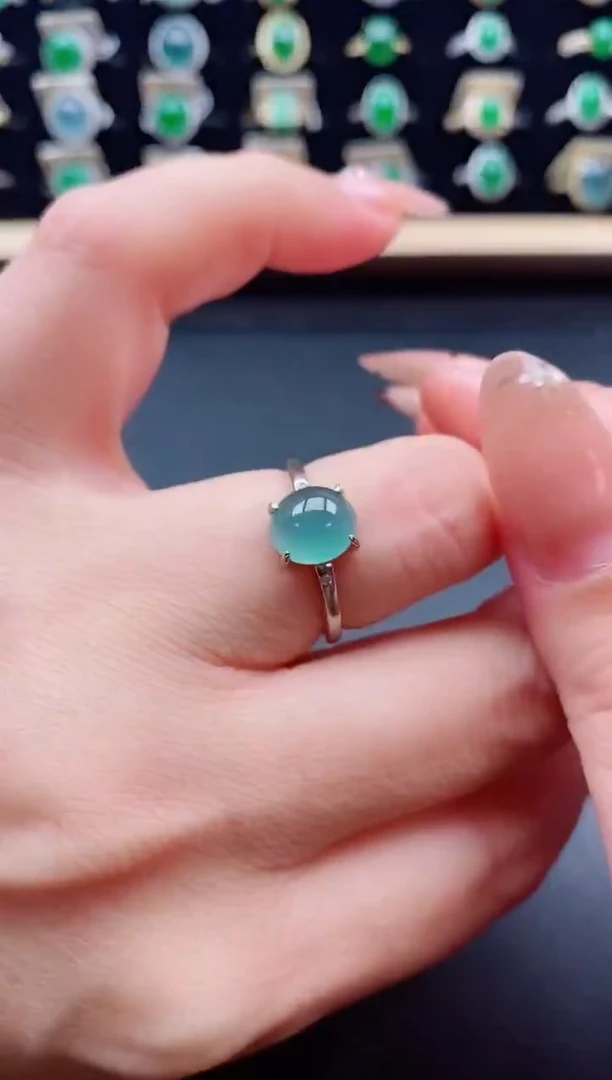 银S925镶嵌戒指翡翠1