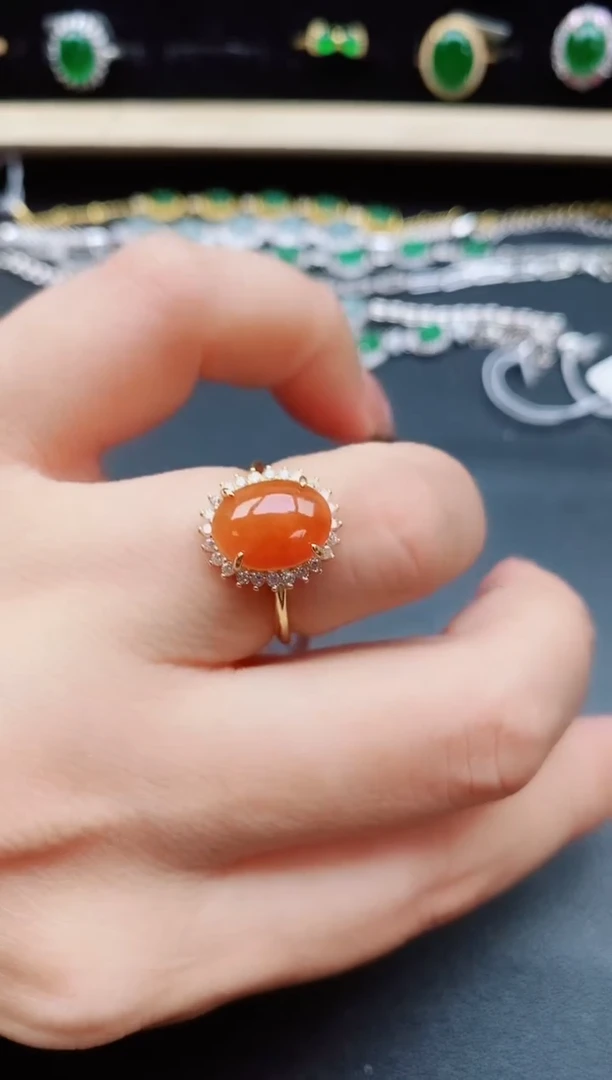 翡翠戒指银S925镶嵌50800