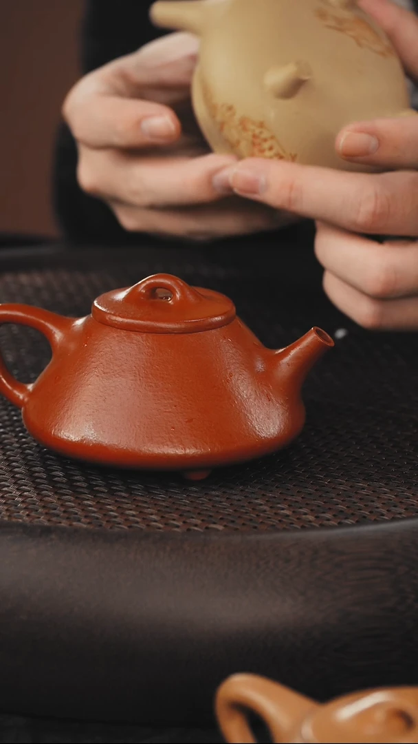 茶壶紫砂子冶石瓢  朱泥