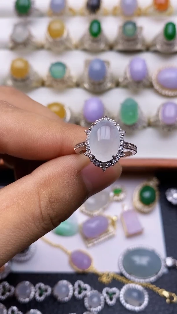 翡翠戒指银S925镶嵌/0069