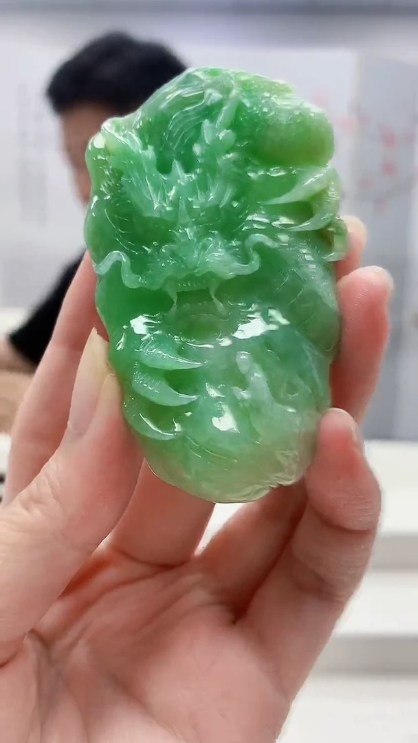 定制翡翠未镶嵌4917zm-毛货挂件龙牌117