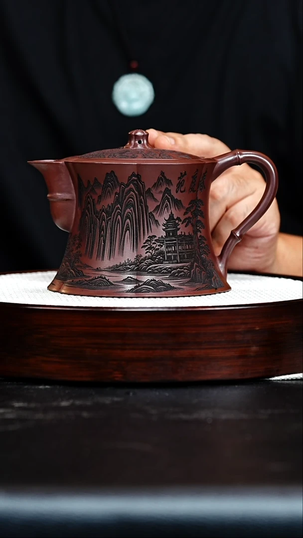 茶壶紫砂宜兴紫砂 石红 梅桩壶