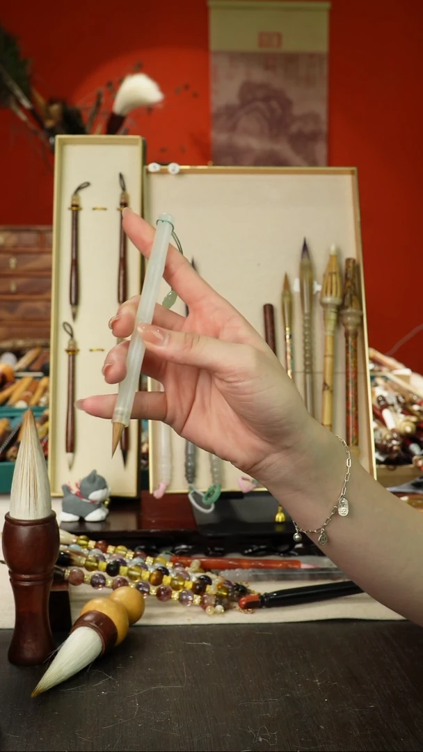 82号孤品高货毛笔链接 清水试笔 蘸墨不退